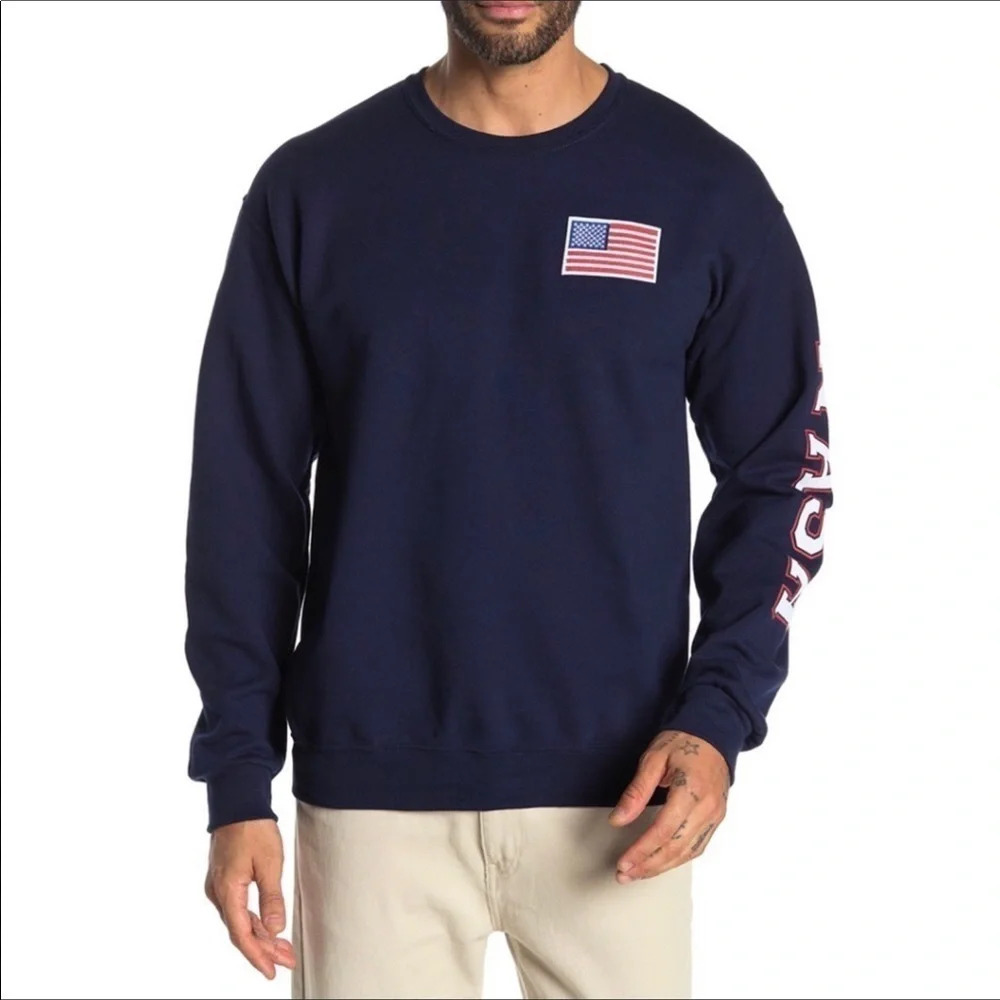 Mad Engine NASA Flag Logo Graphic Sweatshirt Top S